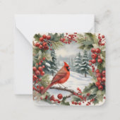 Kardinal und Holly Holiday Mini Weihnachtskarte Mitteilungskarte (Vorderseite)