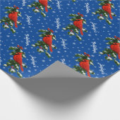 Kardinal und Holly-Schneeflocken Geschenkpapier (Ecke)