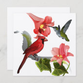 Kardinal und Hummingbird mit Lilies und Ivy Einladung (Vorne/Hinten)