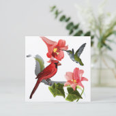 Kardinal und Hummingbird mit Lilies und Ivy Einladung (Stehend Vorderseite)