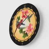 Kardinal und Hummingbird mit rosafarbenen Lilien u Große Wanduhr (Winkel)