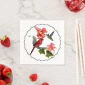 Kardinal und Hummingbird mit rosafarbener Lilie un Serviette (Beispiel)