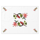 Kardinal und Hummingbird mit rosafarbener Lilie un Tischdecke (Vorderseite (Horizontal))