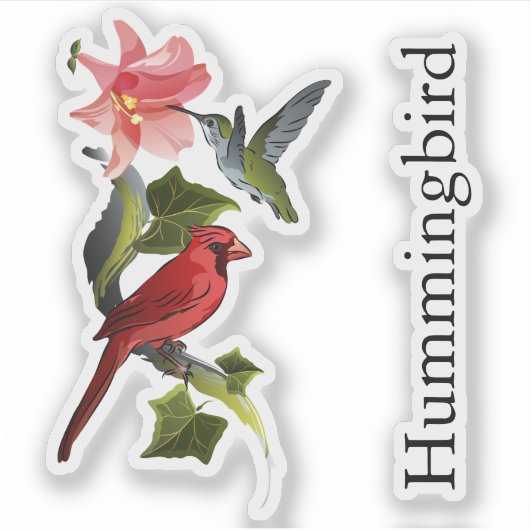 Kardinal und Hummingbird Pink Lilie Benutzerdefini Aufkleber (Vorderseite)