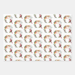 Kardinal und Kakaoweihnachtsfest Geschenkpapier Set