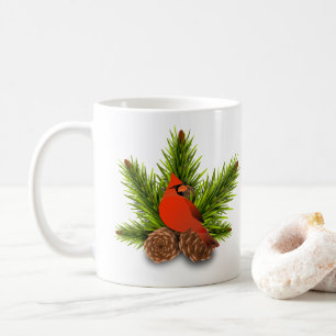 Kardinal- und Kiefernzapfen-Weihnachtsbecher Kaffeetasse
