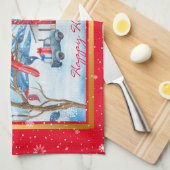 Kardinal und Landschaft individuell gestalten Geschirrtuch (Viertel Falte)