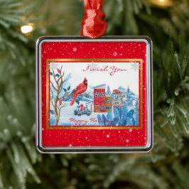 Kardinal und Landschaft individuell gestalten Ornament Aus Metall