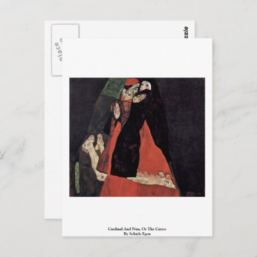 Kardinal und Nonnen oder die Kresse von Schiele Eg Postkarte (Vorne/Hinten)
