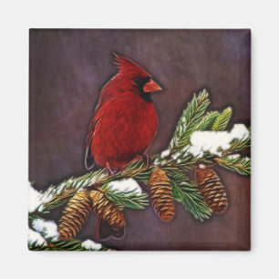 Kardinal und Pinecones Magnet