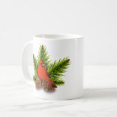 Kardinal und Pinecones Weihnachtsfeiertag Tasse (Vorderseite Links)