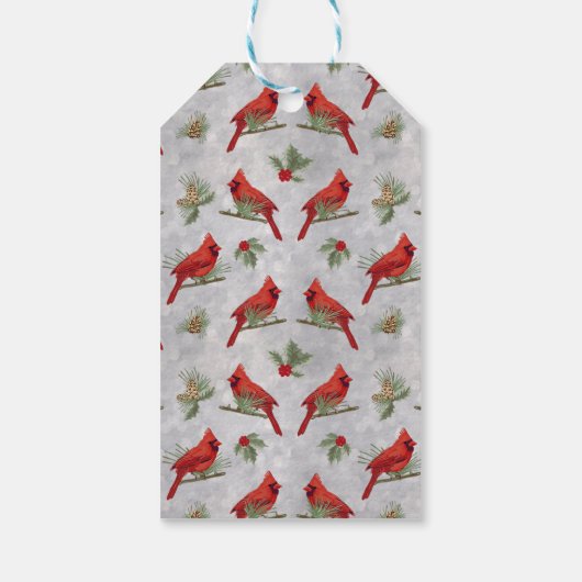 Kardinal und Piniengeschenk-Tag Geschenkanhänger (Rückseite)