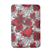 Kardinal und Poinsettia in Rot und Weiß Badematte (Vorderseite Vertikal)