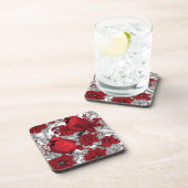 Kardinal und Poinsettia in Rot und Weiß Getränkeuntersetzer (Rechte Seite)