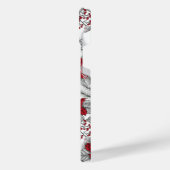 Kardinal und Poinsettia in Rot und Weiß iPhone Hülle (Linke Seite)