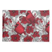 Kardinal und Poinsettia in Rot und Weiß Kissenbezug (Rückseite-Links)