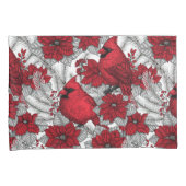 Kardinal und Poinsettia in Rot und Weiß Kissenbezug (Vorderseite-Rechts)