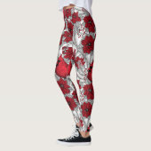 Kardinal und Poinsettia in Rot und Weiß Leggings (Links)