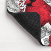 Kardinal und Poinsettia in Rot und Weiß Mousepad (Ecke)