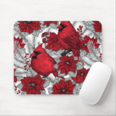 Kardinal und Poinsettia in Rot und Weiß Mousepad (Mit Mouse)