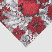 Kardinal und Poinsettia in Rot und Weiß Seidenpapier (Ausschnitt)