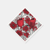 Kardinal und Poinsettia in Rot und Weiß Serviette (Ecke)