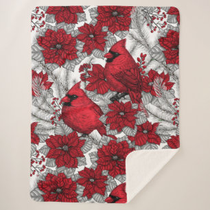 Kardinal und Poinsettia in Rot und Weiß Sherpadecke