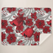 Kardinal und Poinsettia in Rot und Weiß Sherpadecke (Vorderseite (Horizontal))