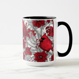 Kardinal und Poinsettia in Rot und Weiß Tasse
