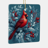 Kardinal und Weihnachtsfeier Keramikornament (Rechts)