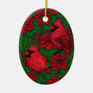 Kardinal und Weihnachtsfeiern Keramik Ornament