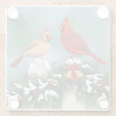 Kardinal und Weihnachtsgarten Glasuntersetzer (Rückseite)