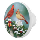 Kardinal und Weihnachtsgarten Keramikknauf (Rechts)