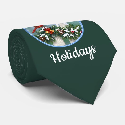 Kardinal und Weihnachtsgarten Krawatte (Gerollt)