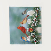 Kardinal und Weihnachtsgarten Wandteppich (Vorderseite)