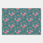 Kardinal und Weihnachtskranz Geschenkpapier Set (Vorderseite 3)