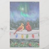 Kardinal und Weihnachtslicht Winterschnee Briefpapier (Rückseite)