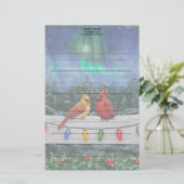Kardinal und Weihnachtslicht Winterschnee Briefpapier (Stehend Vorderseite)