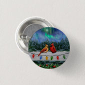 Kardinal und Weihnachtslicht Winterschnee Button (Vorne & Hinten)