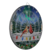 Kardinal und Weihnachtslicht Winterschnee Dartscheibe (Vorderseite Links)