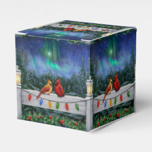 Kardinal und Weihnachtslicht Winterschnee Geschenkschachtel