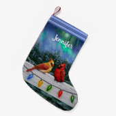 Kardinal und Weihnachtslicht Winterschnee Kleiner Weihnachtsstrumpf (Vorderansicht (hängend))