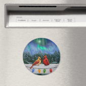 Kardinal und Weihnachtslicht Winterschnee Magnet (In Situ (Geschirrspüler))