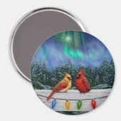 Kardinal und Weihnachtslicht Winterschnee Magnet (Vorderseite/Rückseite)
