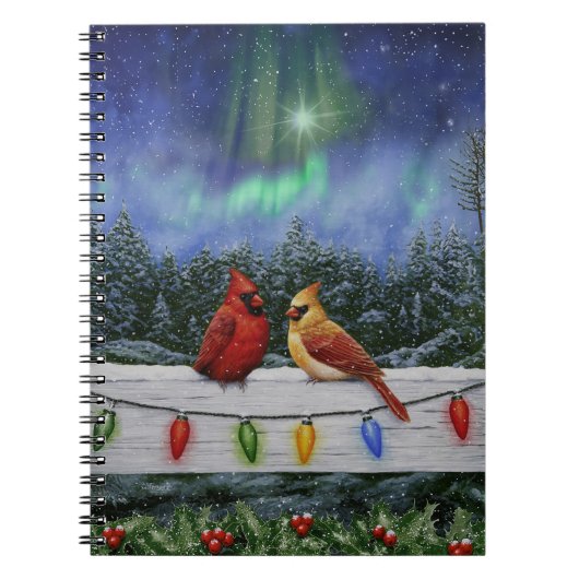 Kardinal und Weihnachtslicht Winterschnee Notizblock (Vorderseite)