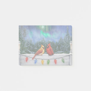Kardinal und Weihnachtslicht Winterschnee Post-it Klebezettel