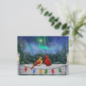 Kardinal und Weihnachtslicht Winterschnee Postkarte (Stehend Vorderseite)