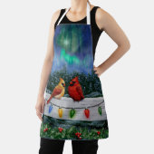 Kardinal und Weihnachtslicht Winterschnee Schürze (InSitu)