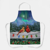 Kardinal und Weihnachtslicht Winterschnee Schürze (Vorderseite)