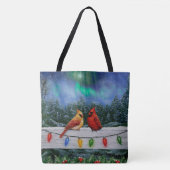 Kardinal und Weihnachtslicht Winterschnee Tasche (Vorderseite)